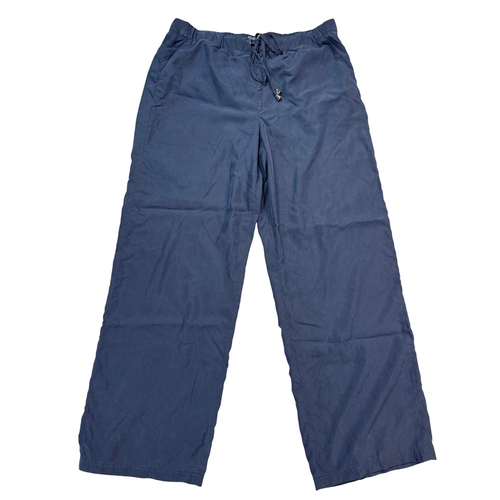 Vince Camuto Wide Leg Pants Womens Large Navy Blue Excellent Modal Drawstring